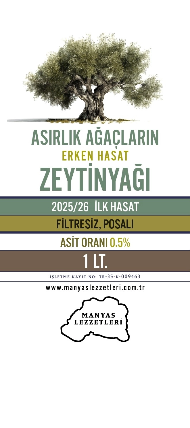 Asırlık Ağaçların Erken Hasat Soğuk Sıkım Zeytinyağı 1 Lt.